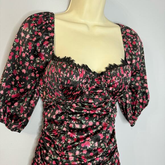 For Love and & Lemons X Victoria's Secret Melrose Black Floral Lace Mini Dress S - Picture 3 of 16